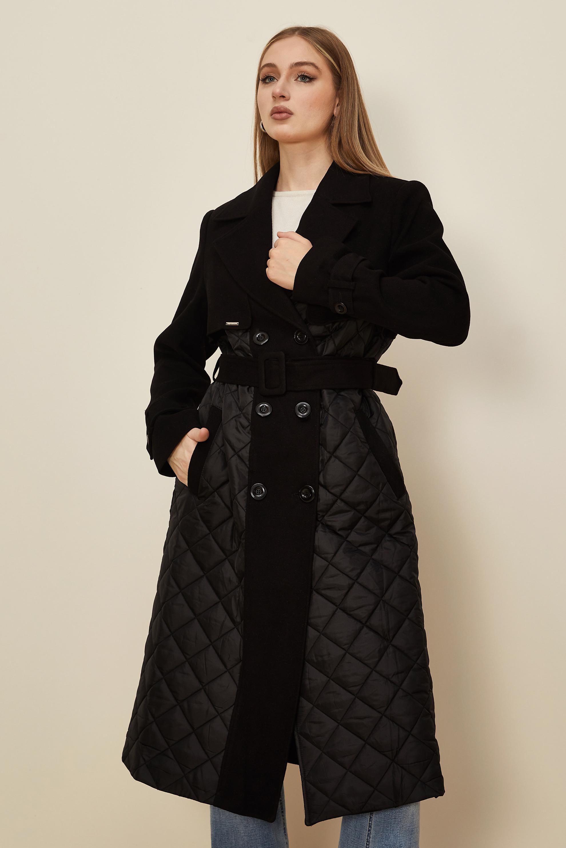 Hijab clothing BLACK BELTED CACHE COAT 90534