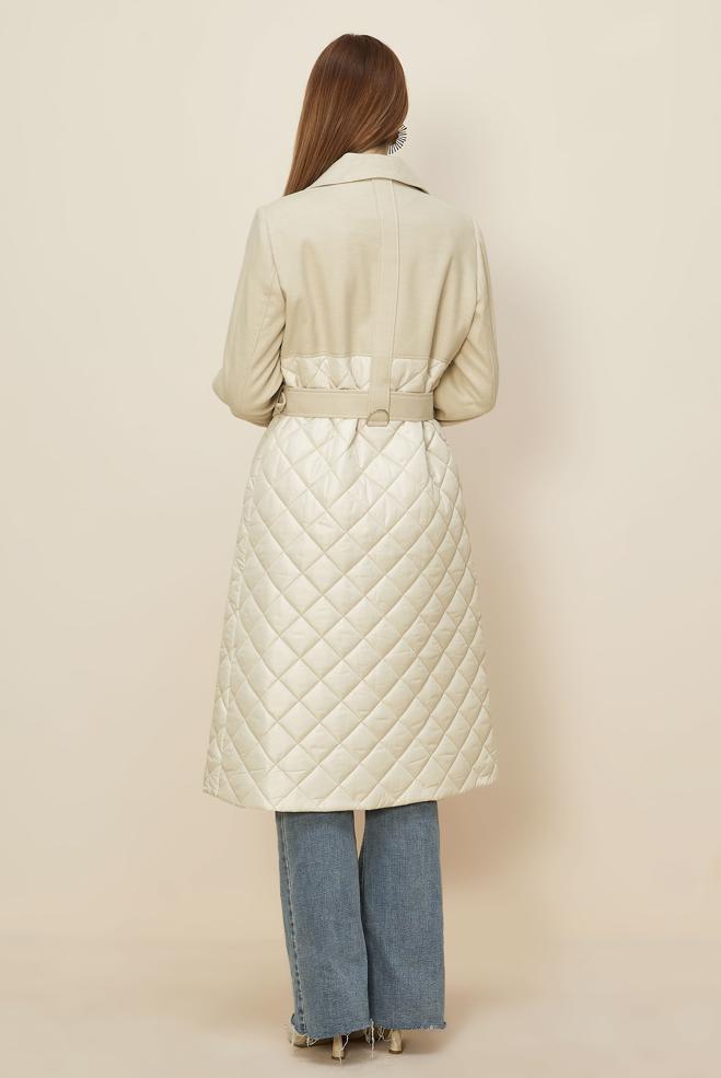 Hijab clothing ECRU BELTED CACHE COAT 90534 - ALVİNA