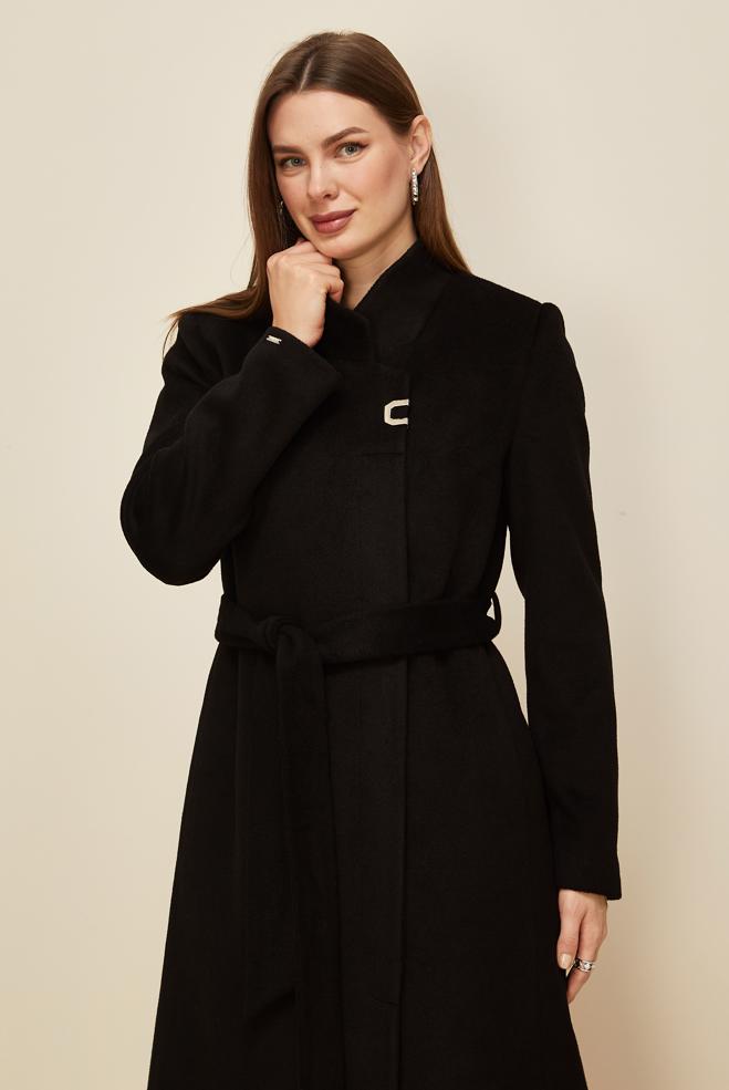 Vêtements hijab NOIR MANTEAU CACHE CEINTURE 90565 - ALVİNA