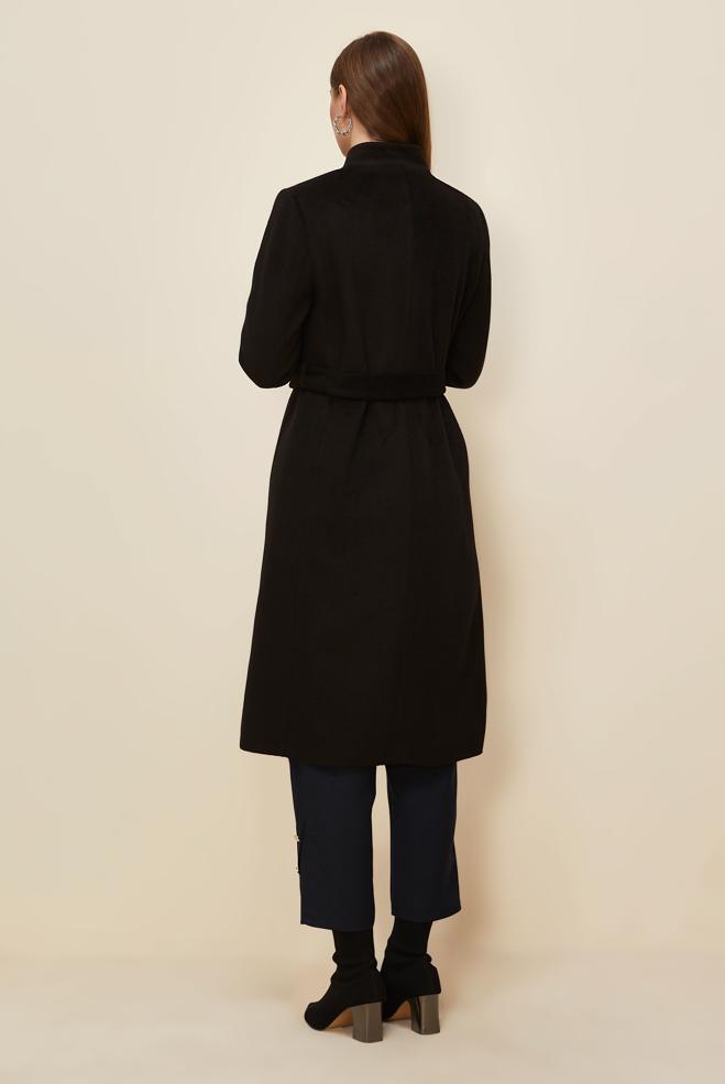 Vêtements hijab NOIR MANTEAU CACHE CEINTURE 90565 - ALVİNA
