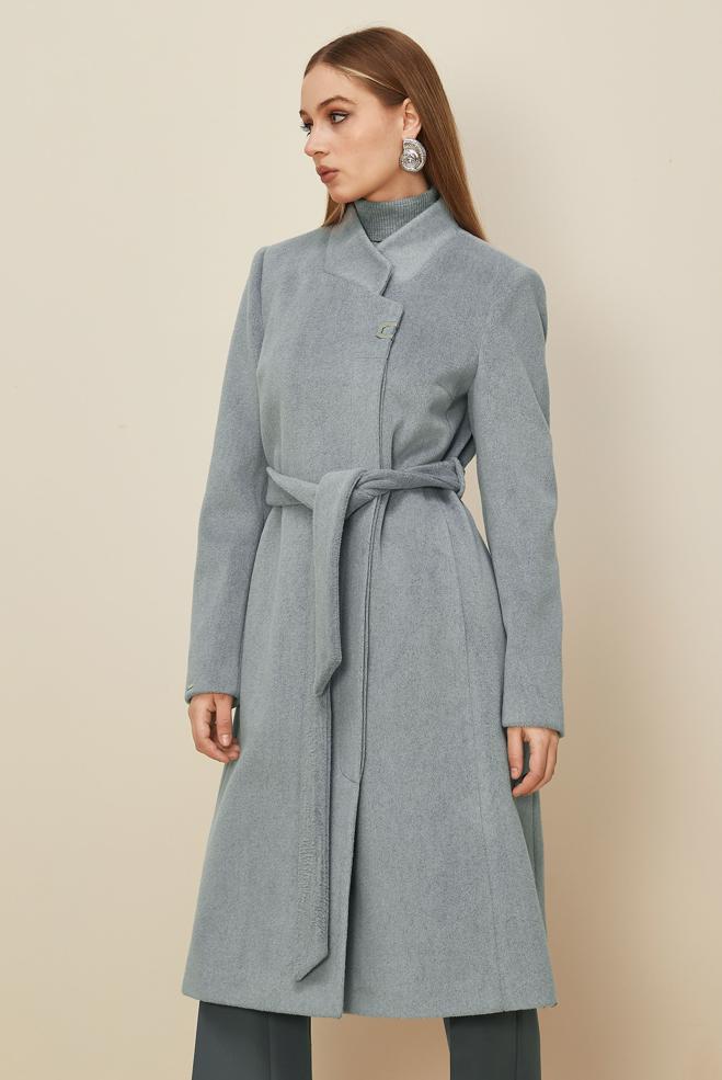 Tesettür giyim GRİ 90565 KASHA KABAN 38-46 TEK 42 - ALVİNA