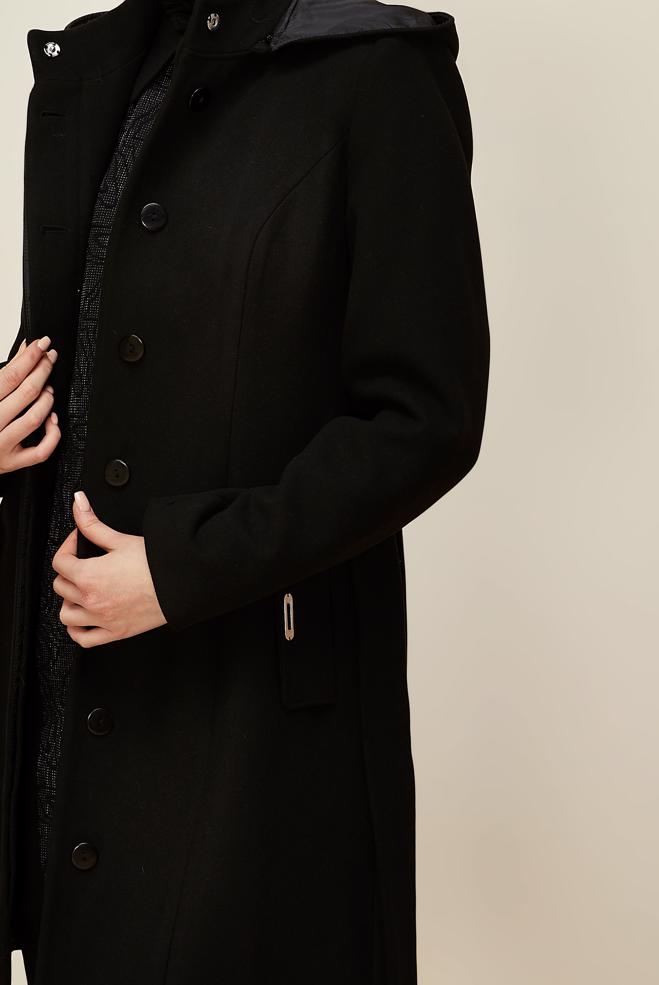 Tesettür giyim SİYAH KUŞAKLI KABAN 90566 - ALVİNA