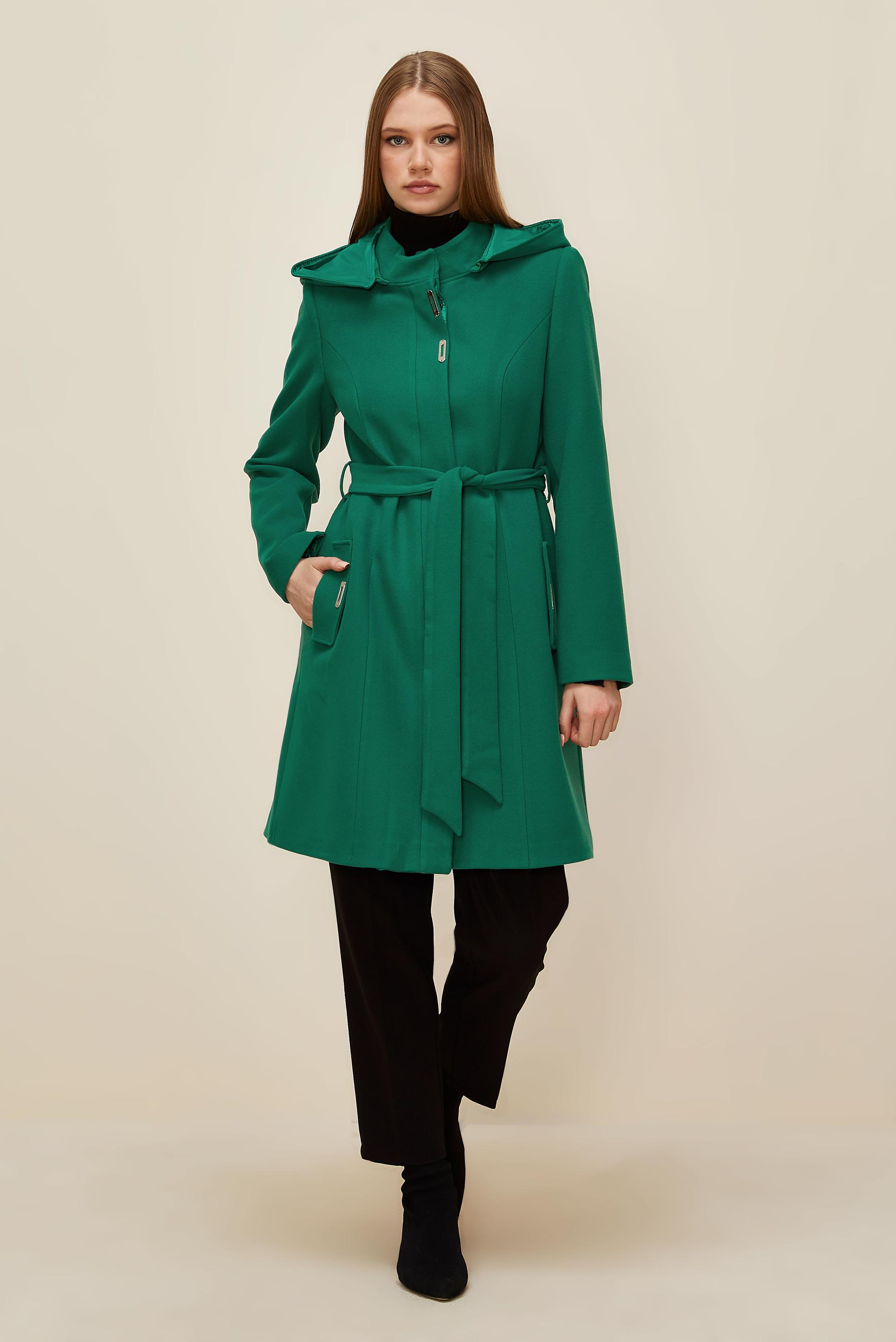 Tesettür giyim YEŞİL KUŞAKLI KABAN 90566