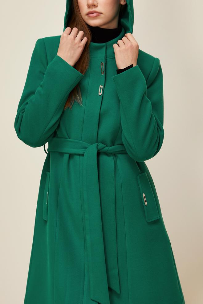 Tesettür giyim YEŞİL KUŞAKLI KABAN 90566 - ALVİNA