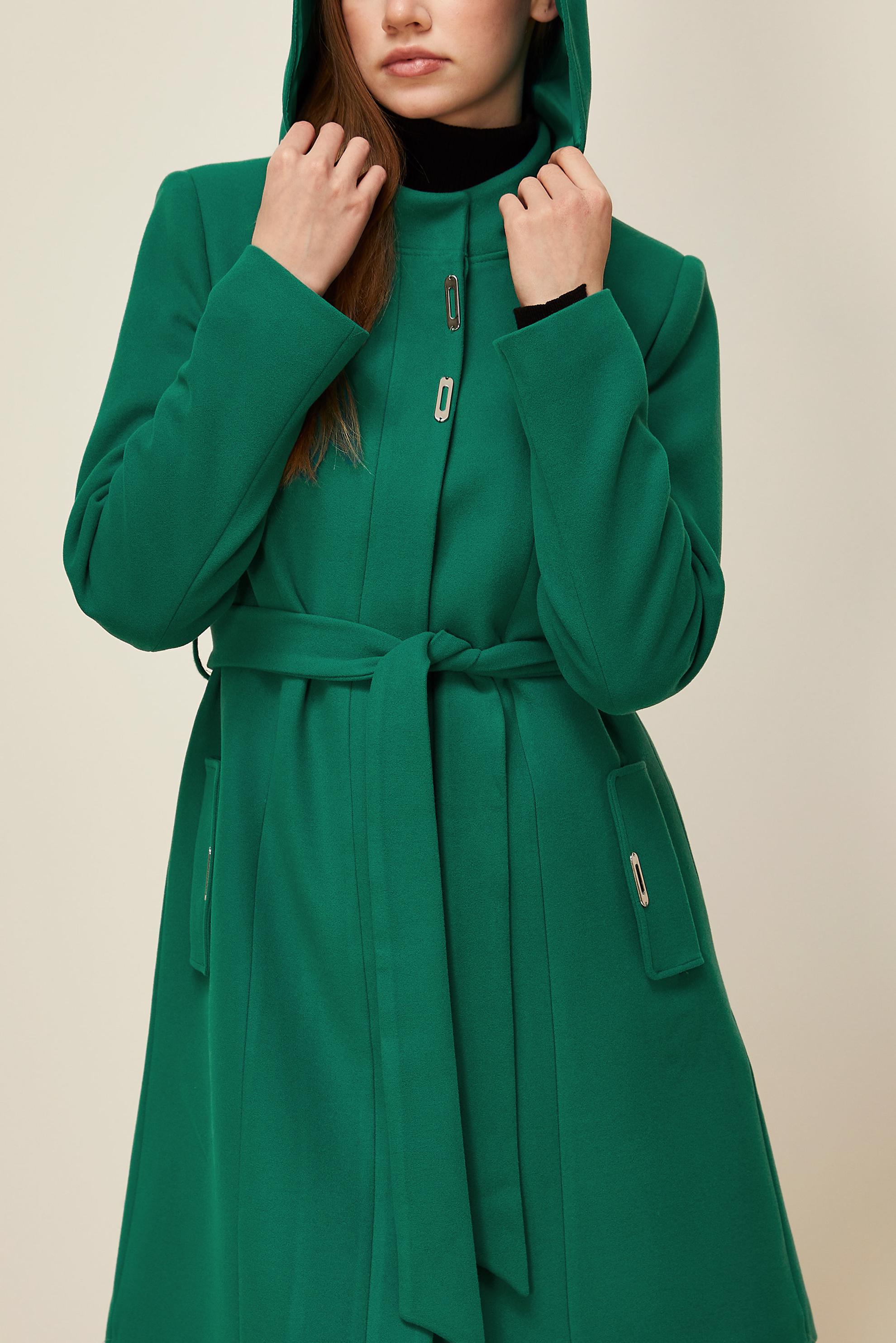 Tesettür giyim YEŞİL KUŞAKLI KABAN 90566