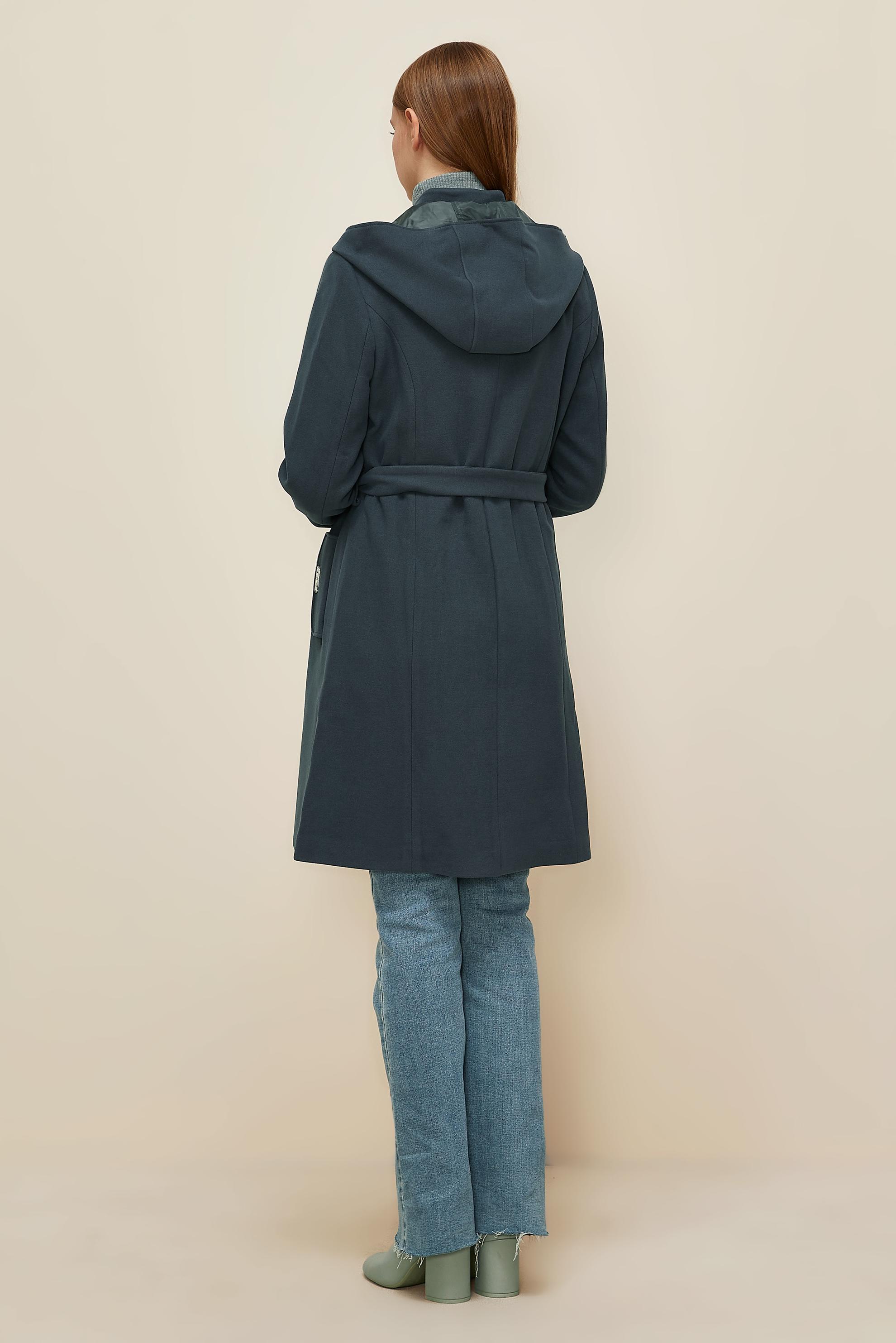 Tesettür giyim MAVİ KUŞAKLI KABAN 90566