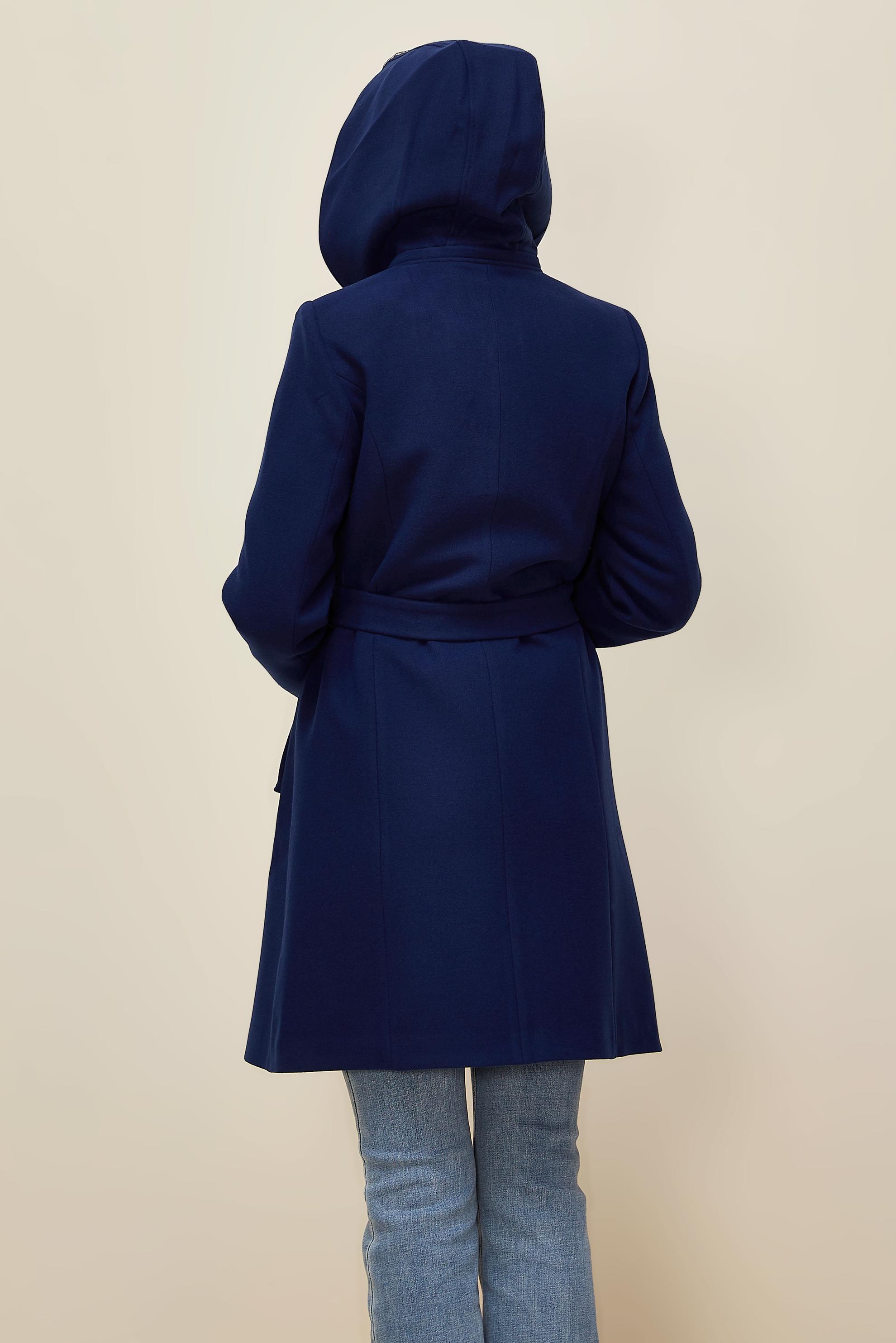 Tesettür giyim MAVİ KUŞAKLI KABAN 90566