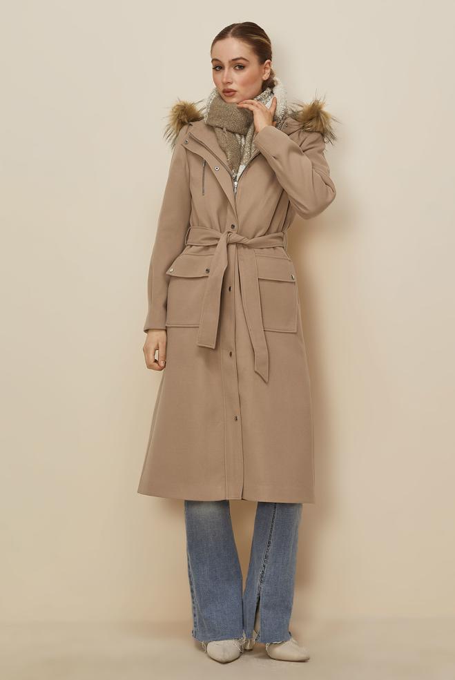 Hijab clothing BROWN BELTED COAT 90580 - ALVİNA