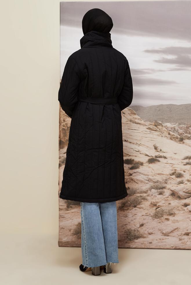 Hijab clothing BLACK 90583 WİNTER LİNEA KABAN 38-44 - ALVİNA