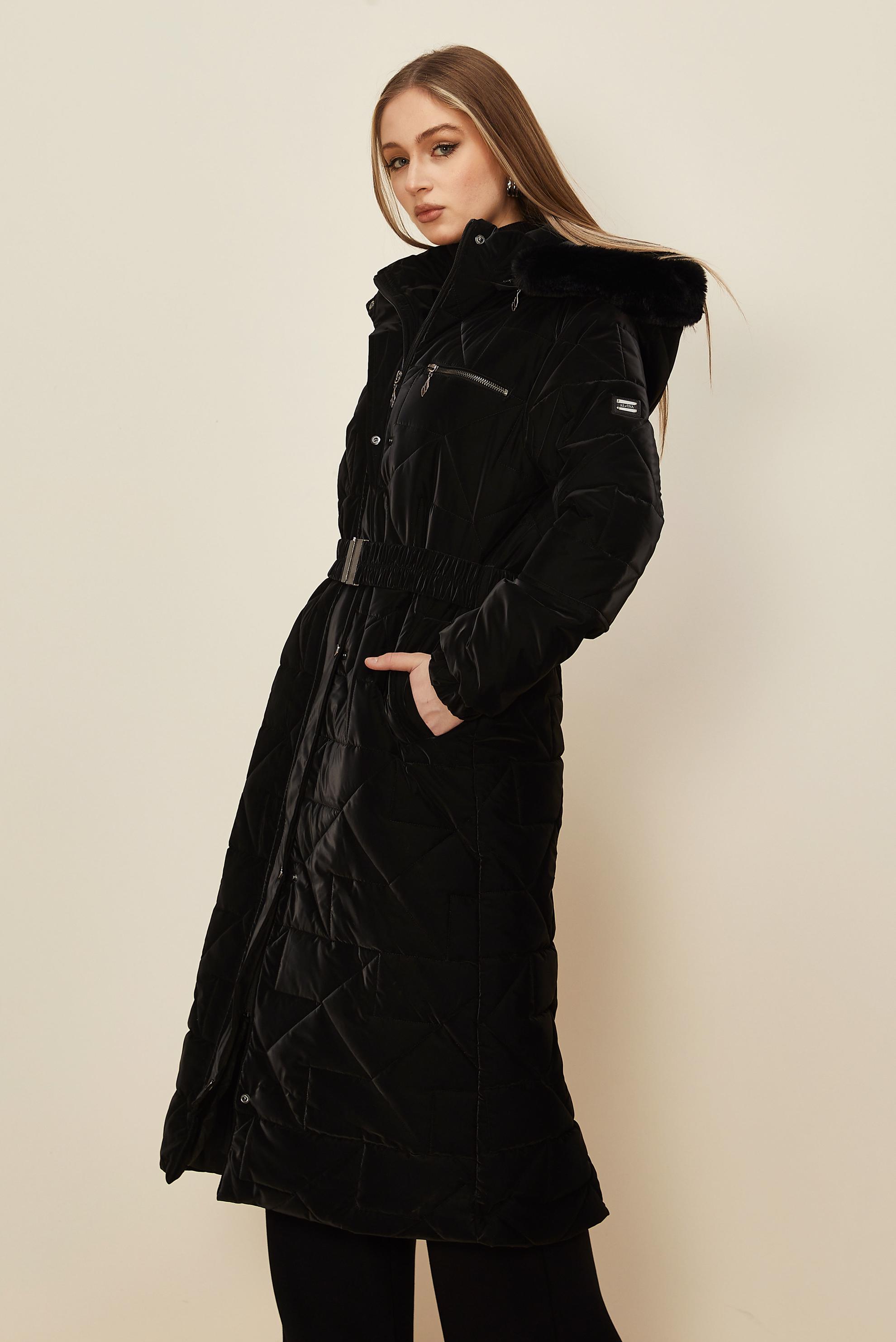 Tesettür giyim SİYAH KEMERLİ KAPİTONE KABAN 90584