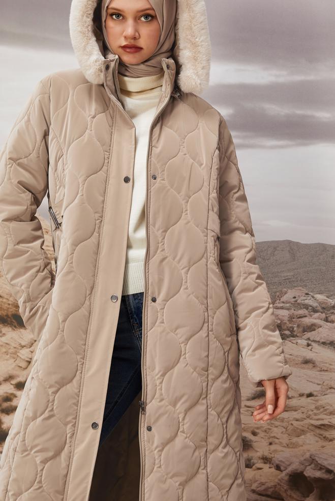 Tesettür giyim BEJ 90585 NOVO KABAN 40-48 - ALVİNA