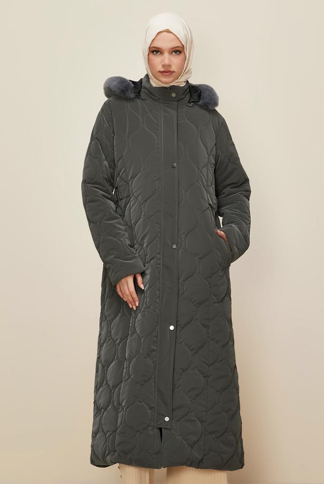Tesettür giyim GRİ 90585 NOVO KABAN 40-48 - ALVİNA
