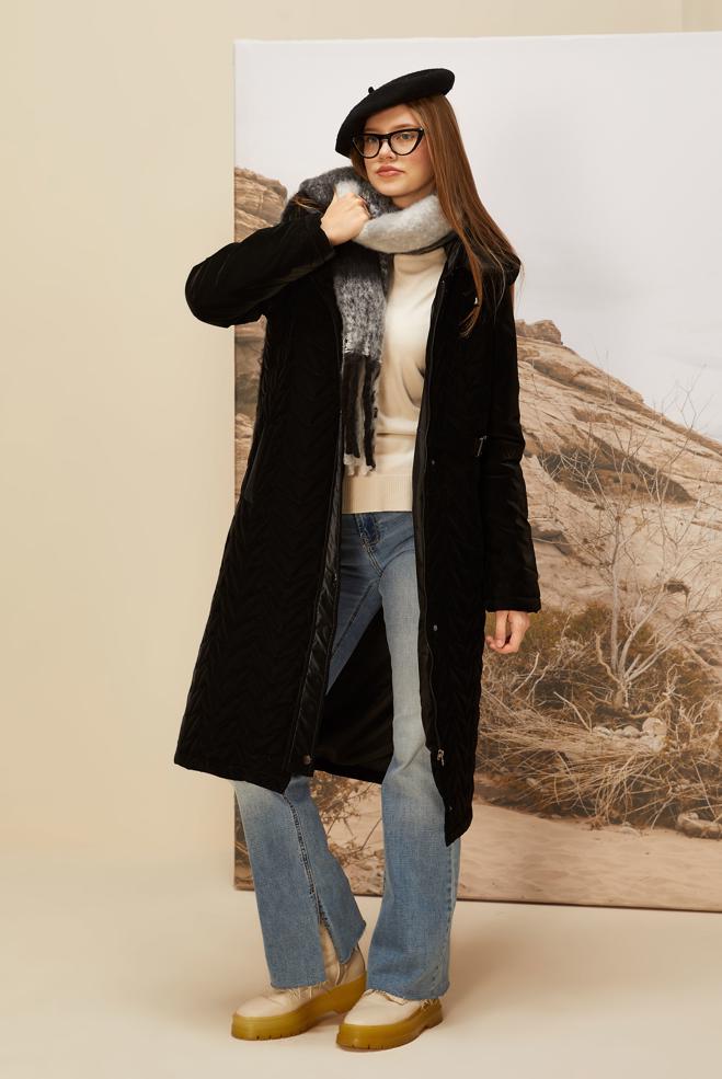 Vêtements hijab NOIR MANTEAU À CAPUCHE 90586 - ALVİNA