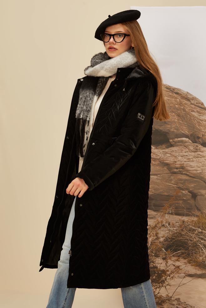 Vêtements hijab NOIR MANTEAU À CAPUCHE 90586 - ALVİNA