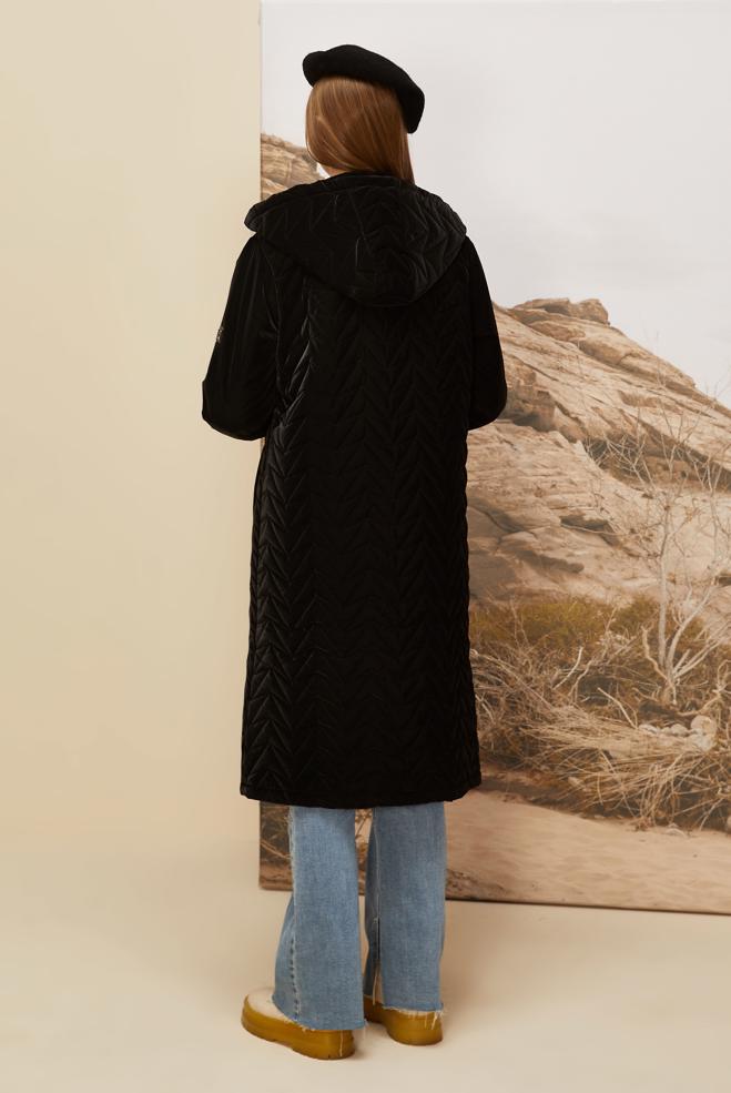 Vêtements hijab NOIR MANTEAU À CAPUCHE 90586 - ALVİNA