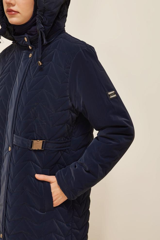 Vêtements hijab BLEU MARINE MANTEAU À CAPUCHE 90586 - ALVİNA