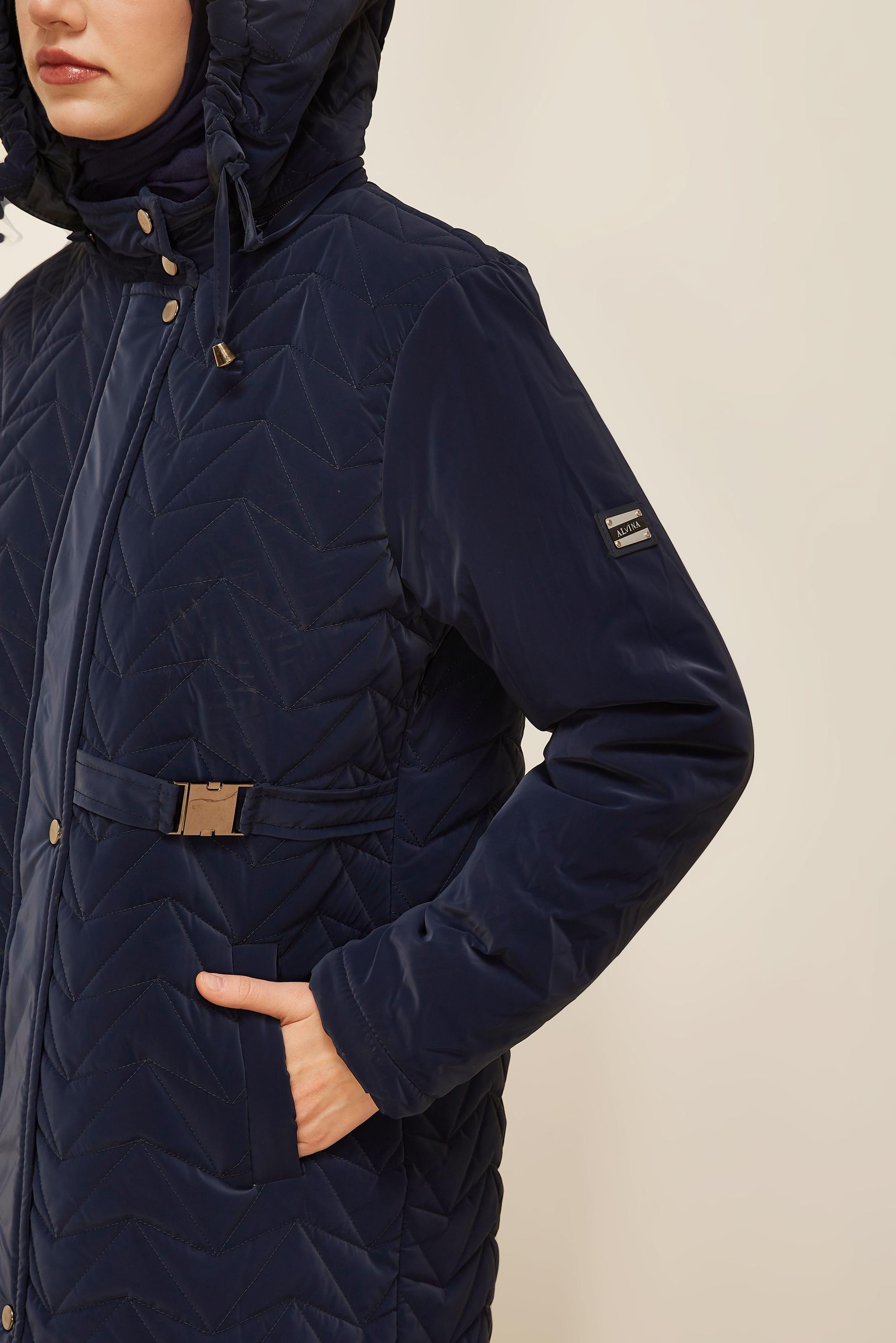 Tesettür giyim LACİVERT KAPÜŞONLU KABAN 90586