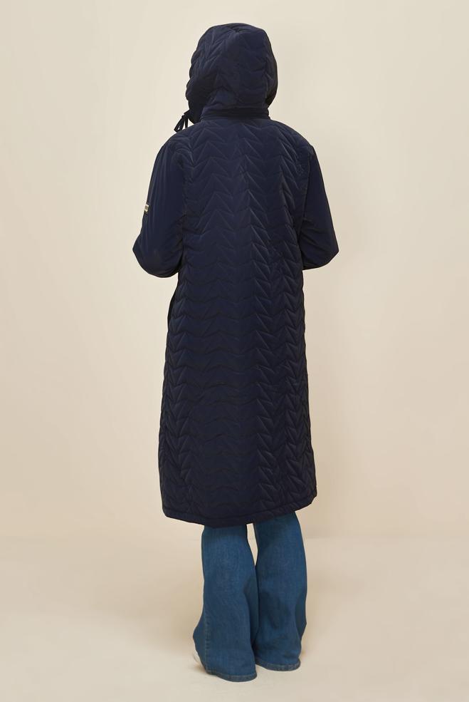 Vêtements hijab BLEU MARINE MANTEAU À CAPUCHE 90586 - ALVİNA