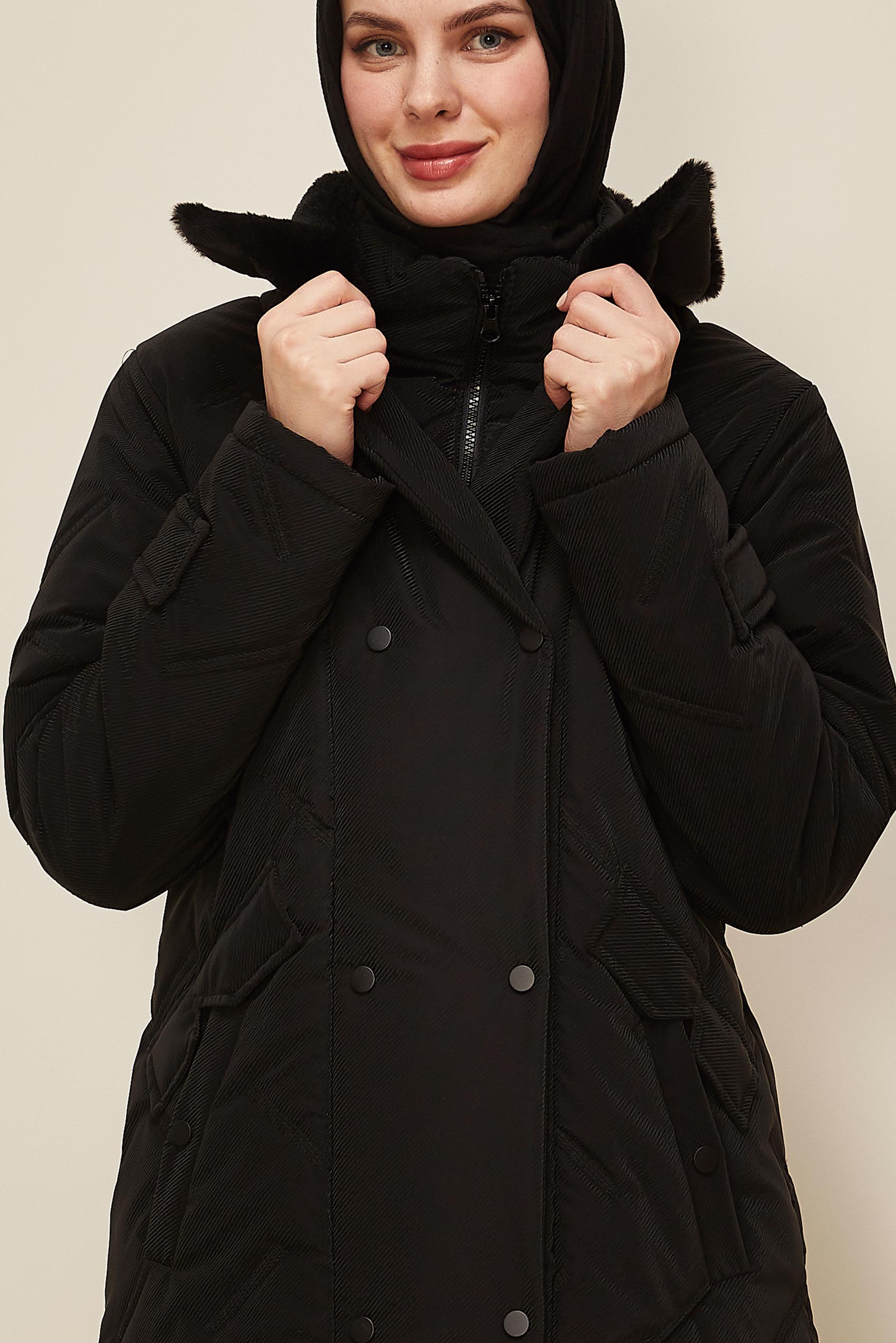 Vêtements hijab NOIR MANTEAU MATELASSÉ 90591