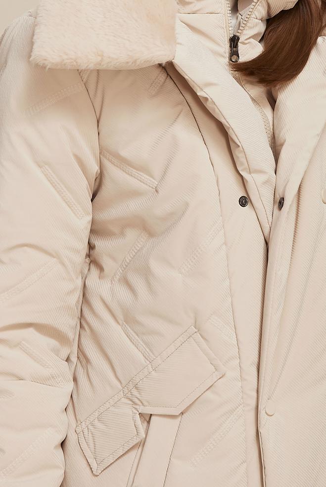 Vêtements hijab BEIGE MANTEAU MATELASSÉ 90591 - ALVİNA