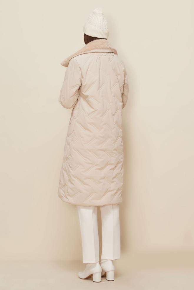 Vêtements hijab BEIGE MANTEAU MATELASSÉ 90591 - ALVİNA