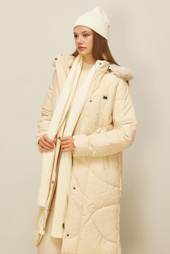 Vêtements hijab BEIGE MANTEAU À CAPUCHE 90593 - ALVİNA