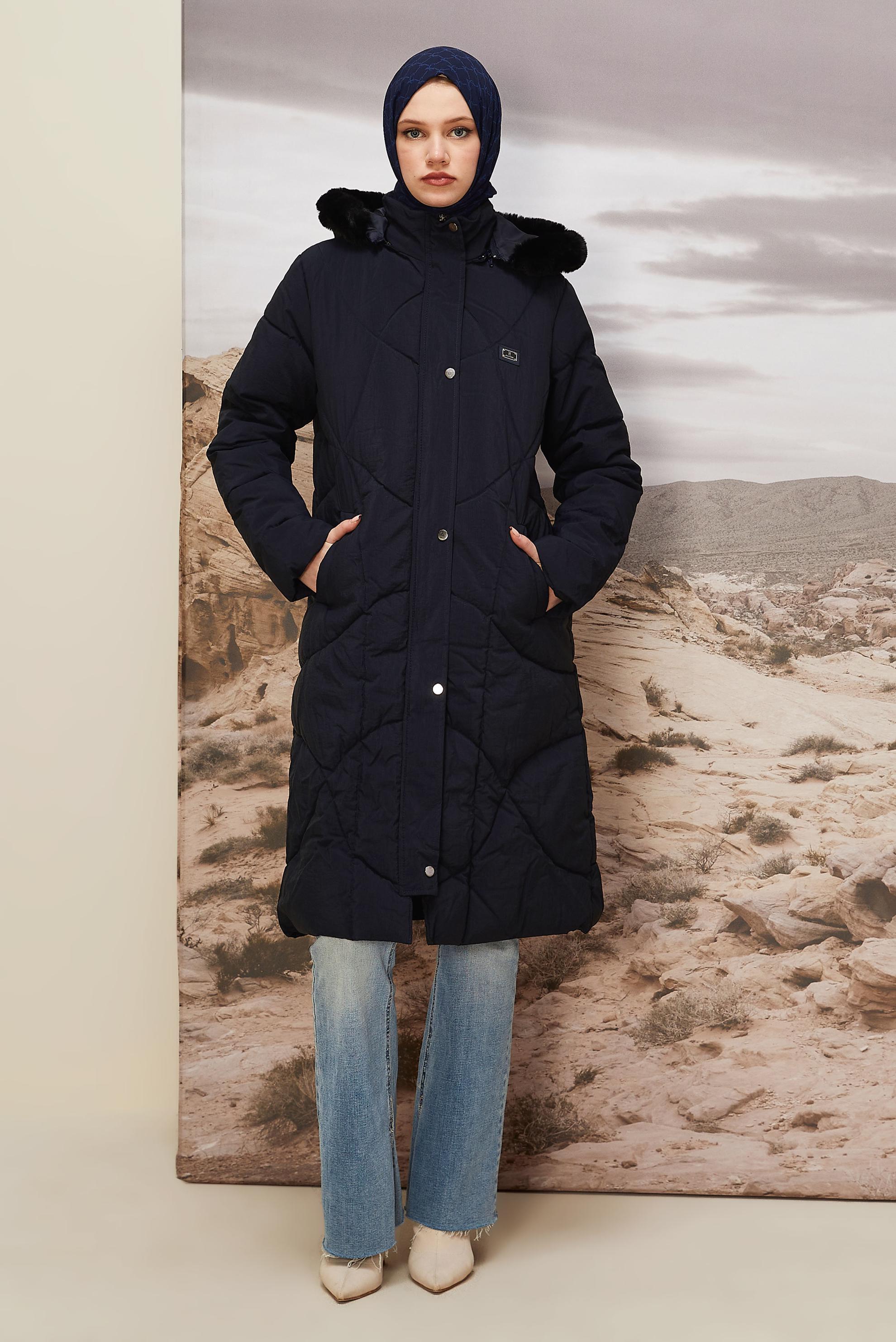 Hijab clothing NAVY BLUE 90593 WİNTER LİNEA KABAN 38-44