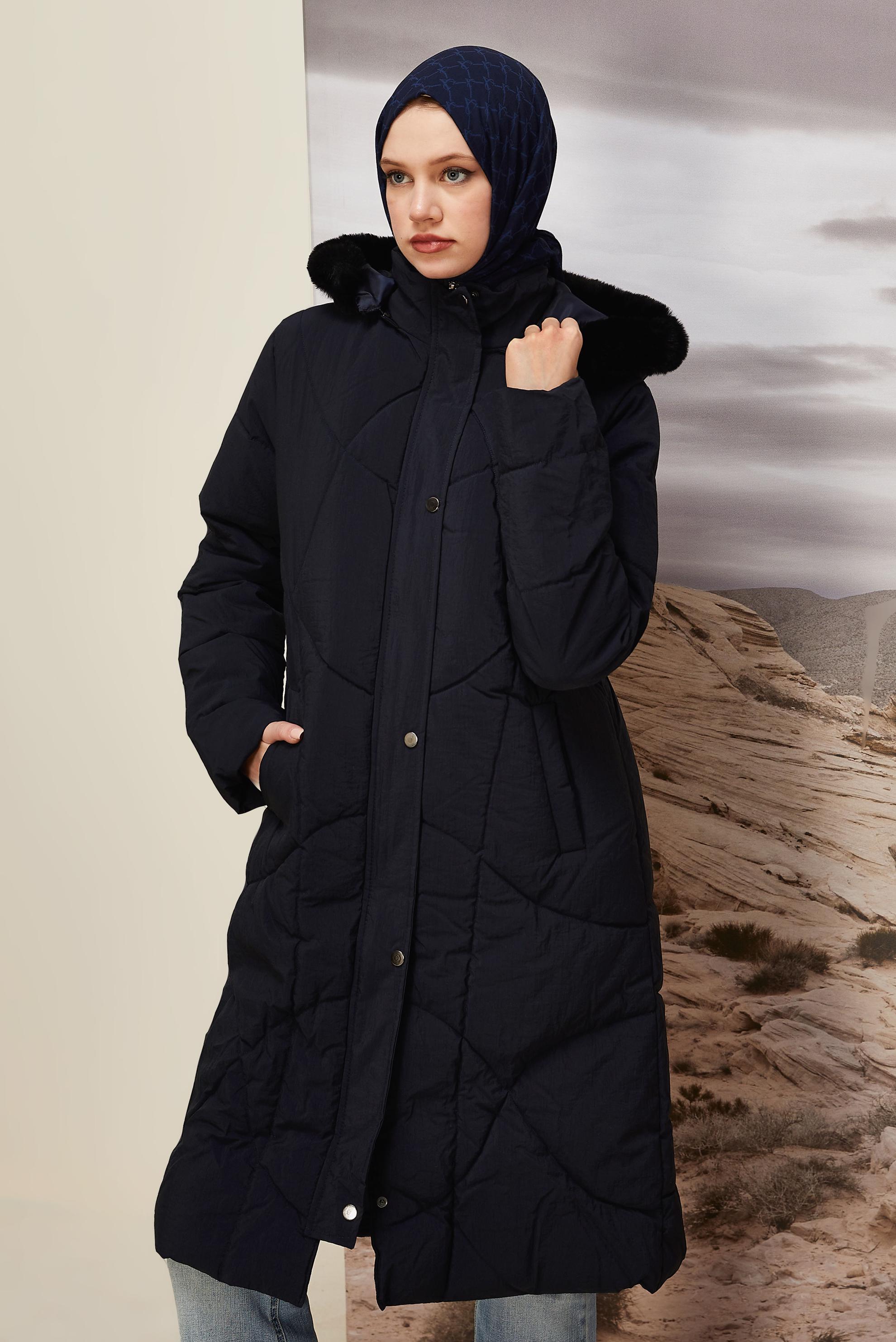 Hijab clothing NAVY BLUE 90593 WİNTER LİNEA KABAN 38-44