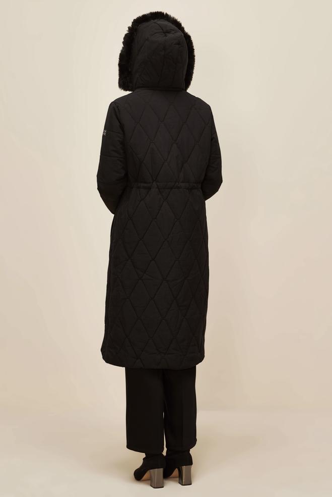 Vêtements hijab NOIR MANTEAU À CAPUCHE 90594 - ALVİNA