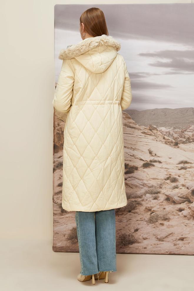 Hijab clothing BEIGE HOODED COAT 90594 - ALVİNA