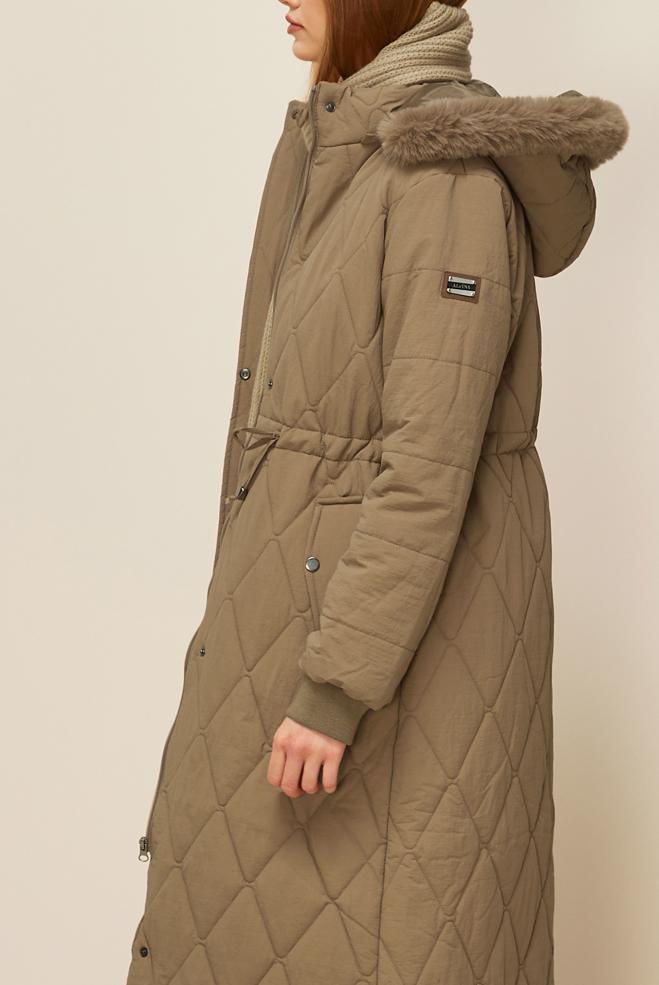 Vêtements hijab BRUN MANTEAU À CAPUCHE 90594 - ALVİNA