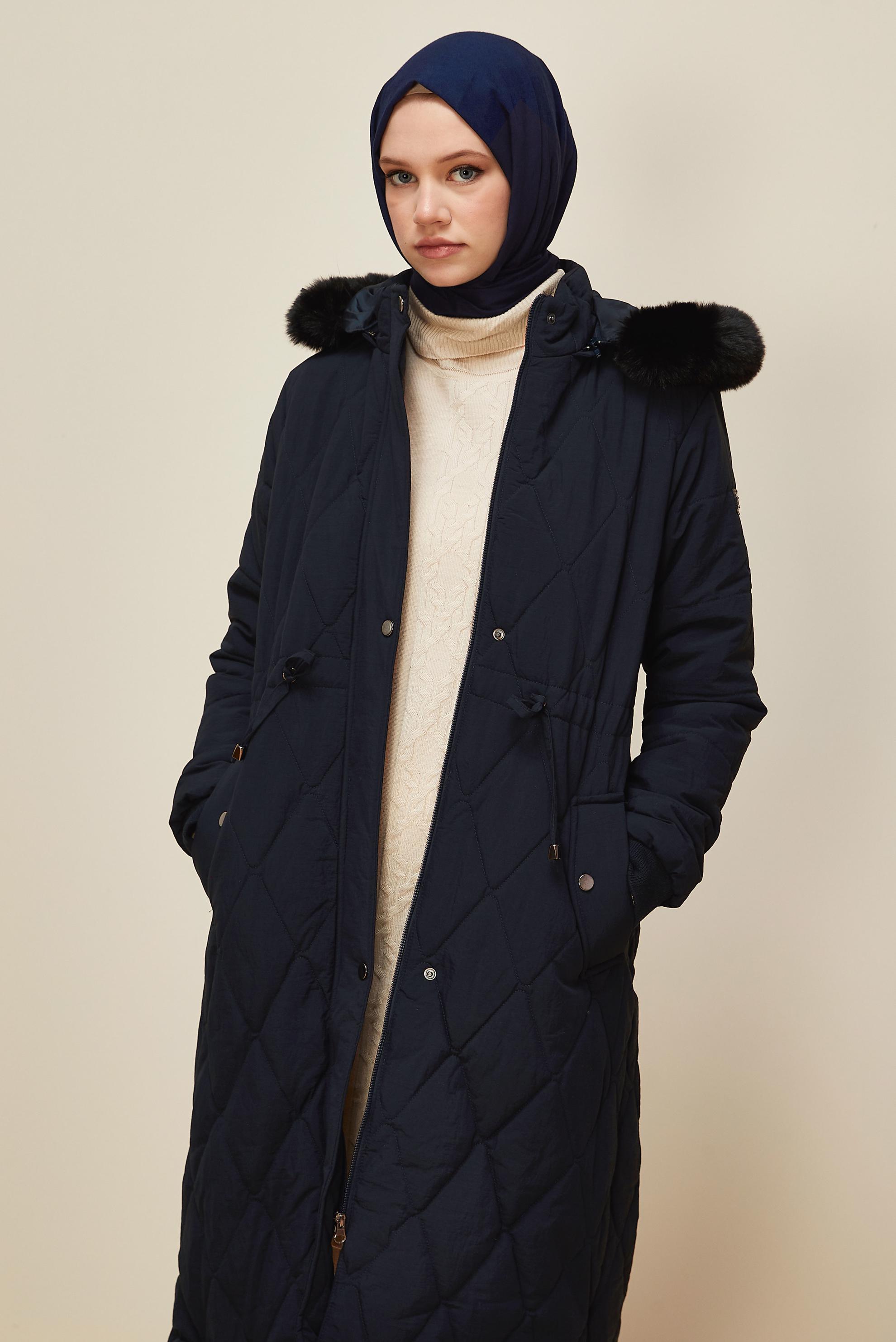 Hijab clothing NAVY BLUE 90594 WİNTER LİNEA KABAN 38-46