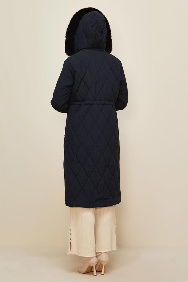 Hijab clothing NAVY BLUE 90594 WİNTER LİNEA KABAN 38-46 - ALVİNA