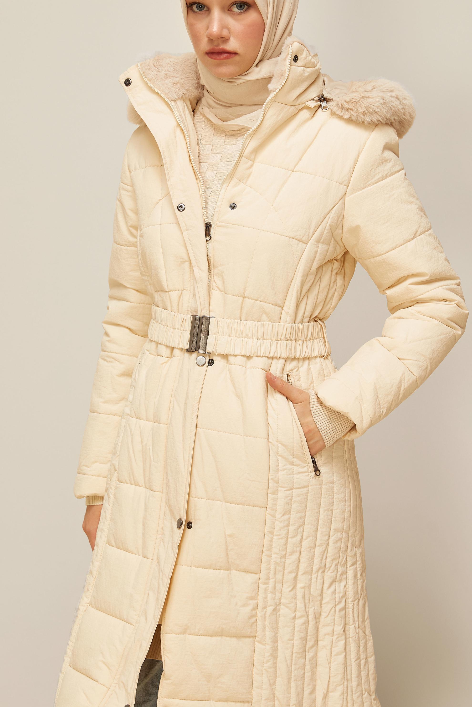 Vêtements hijab BEIGE MANTEAU CEINTURÉ 90600