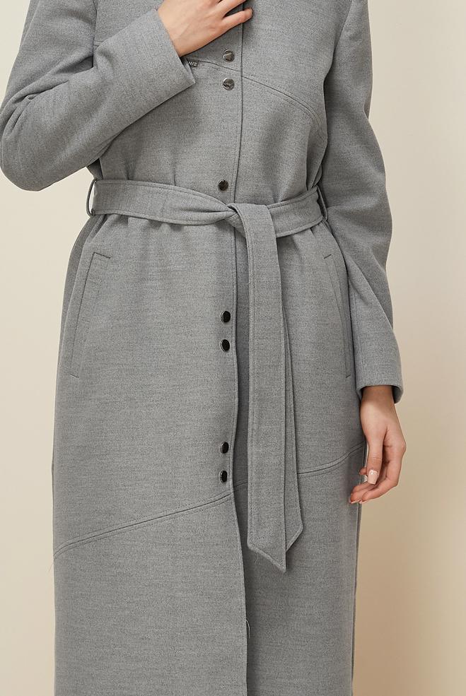 Tesettür giyim GRİ KUŞAKLI KABAN 90602 - ALVİNA