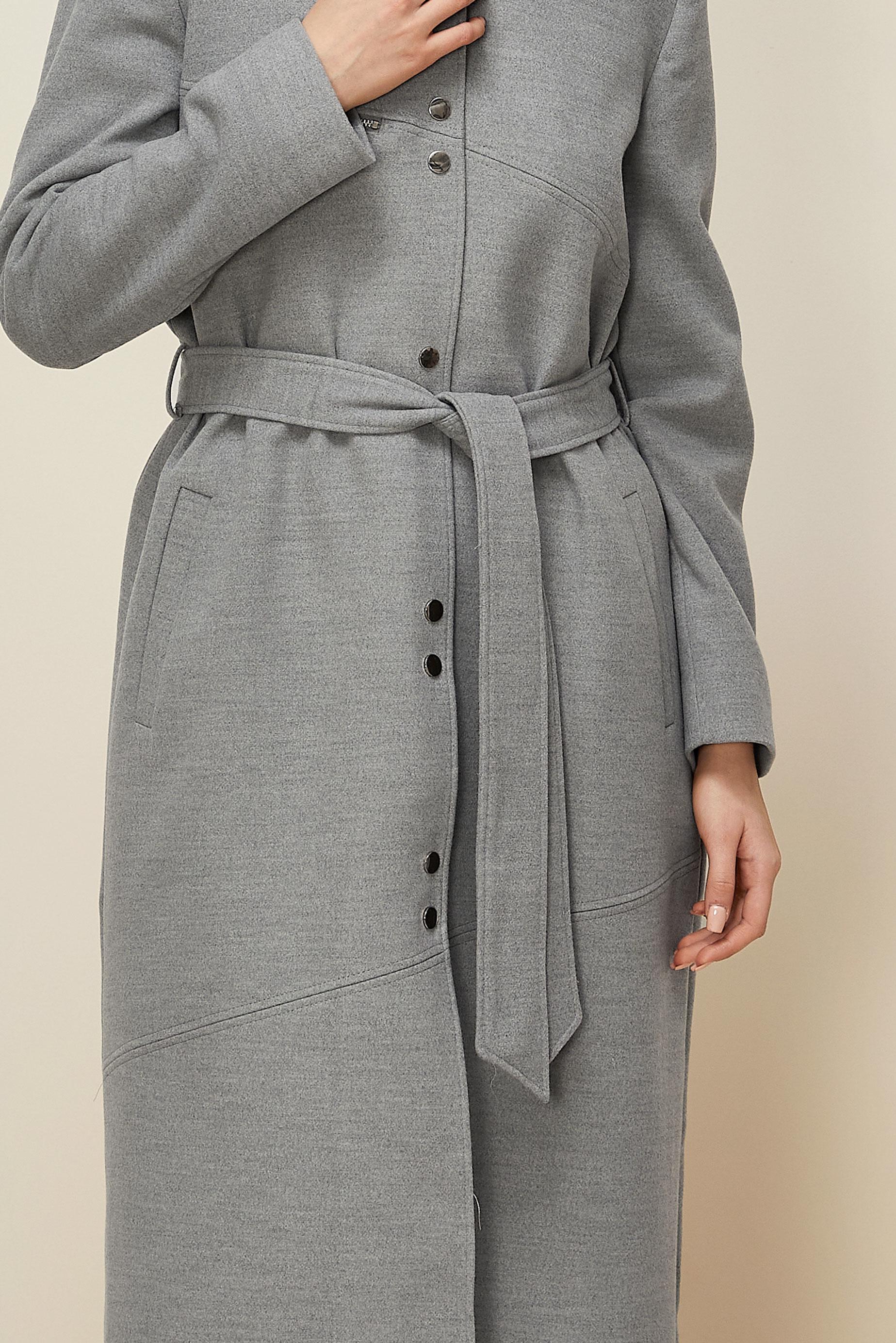 Tesettür giyim GRİ KUŞAKLI KABAN 90602