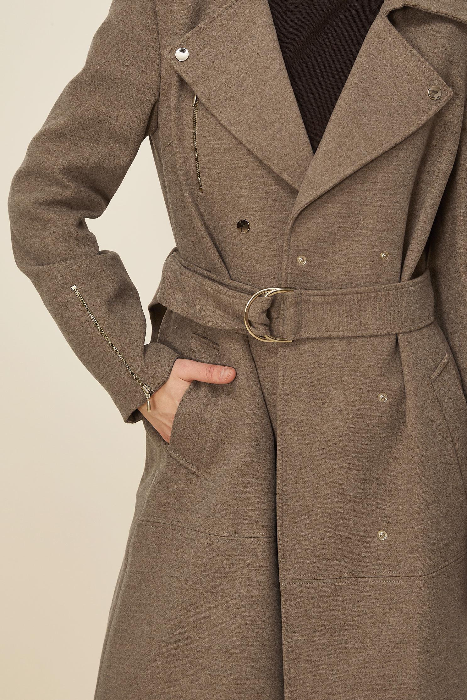 Tesettür giyim VİZON KEMERLİ KAŞE KABAN 90603