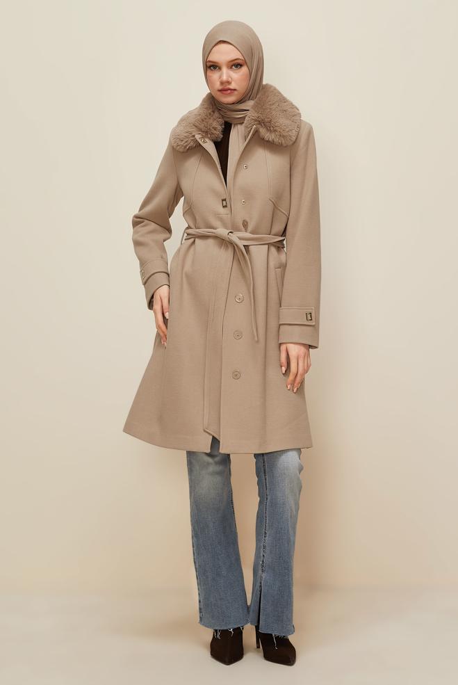 Hijab clothing BEIGE 90604 DİANA SOFT KABAN 38-46 TEK42 - ALVİNA