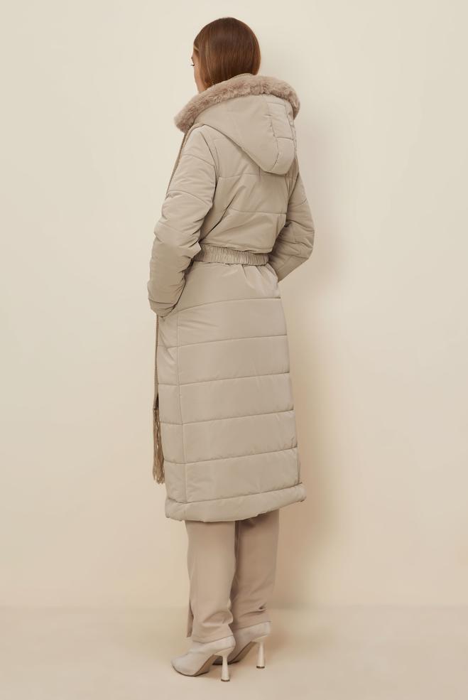 Hijab clothing BEIGE 90607 WİNTER LORA KABAN 38-44 - ALVİNA