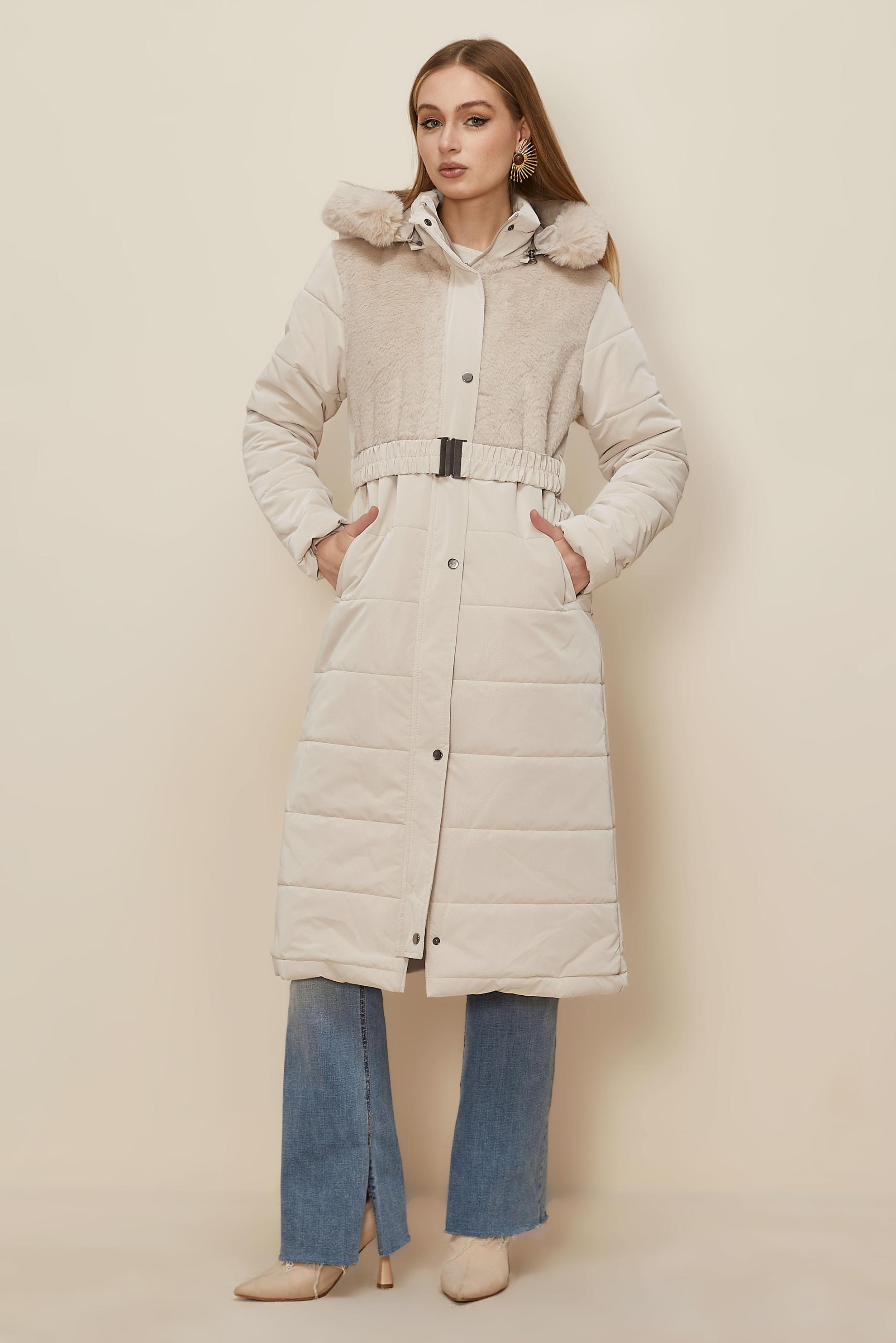 Hijab clothing BEIGE BELTED COAT 90607