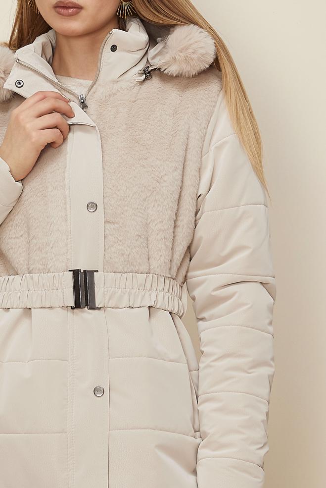 Hijab clothing BEIGE 90607 WİNTER LORA KABAN 38-44 - ALVİNA