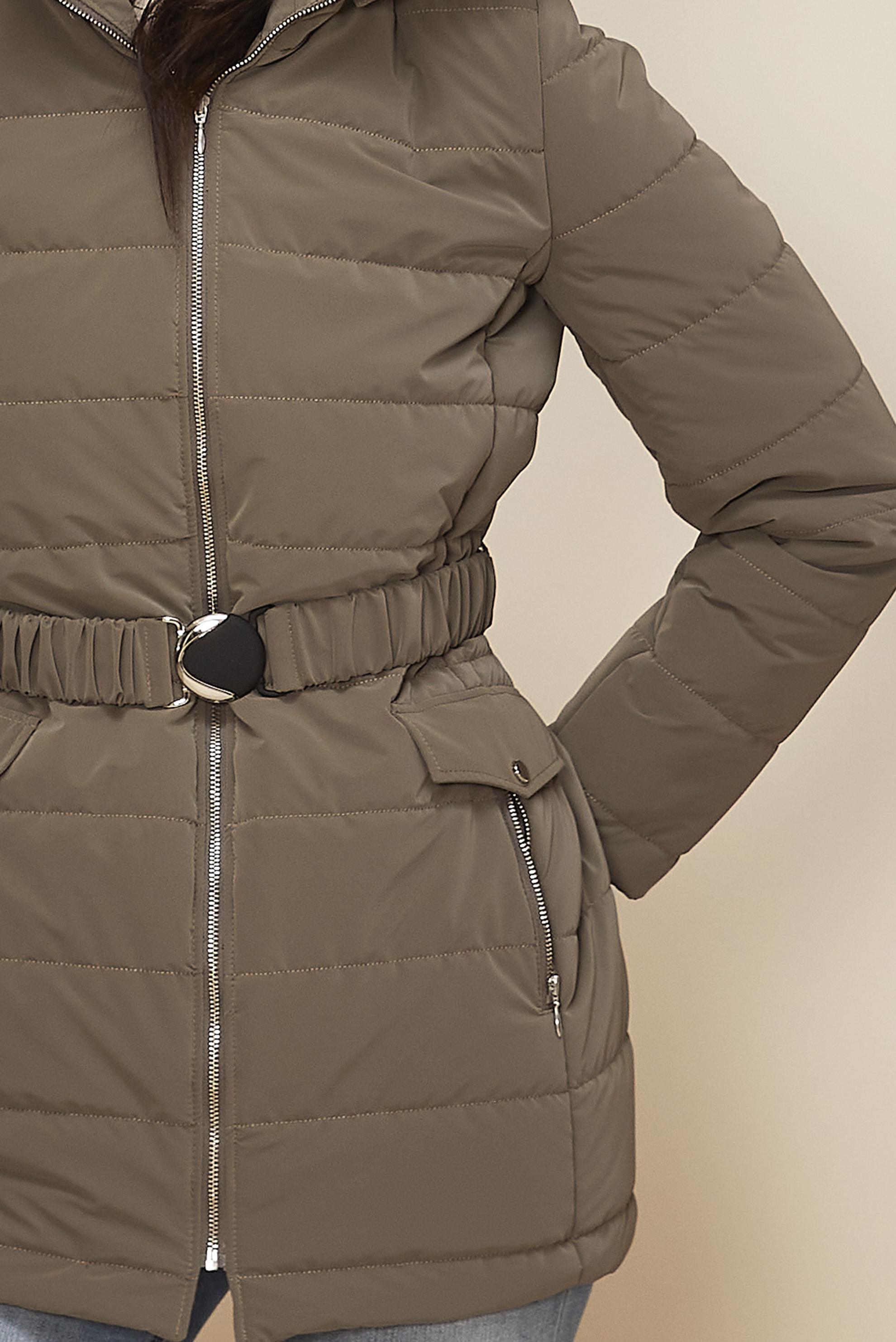 Tesettür giyim VİZON KEMERLİ KAPİTONE KABAN 90608