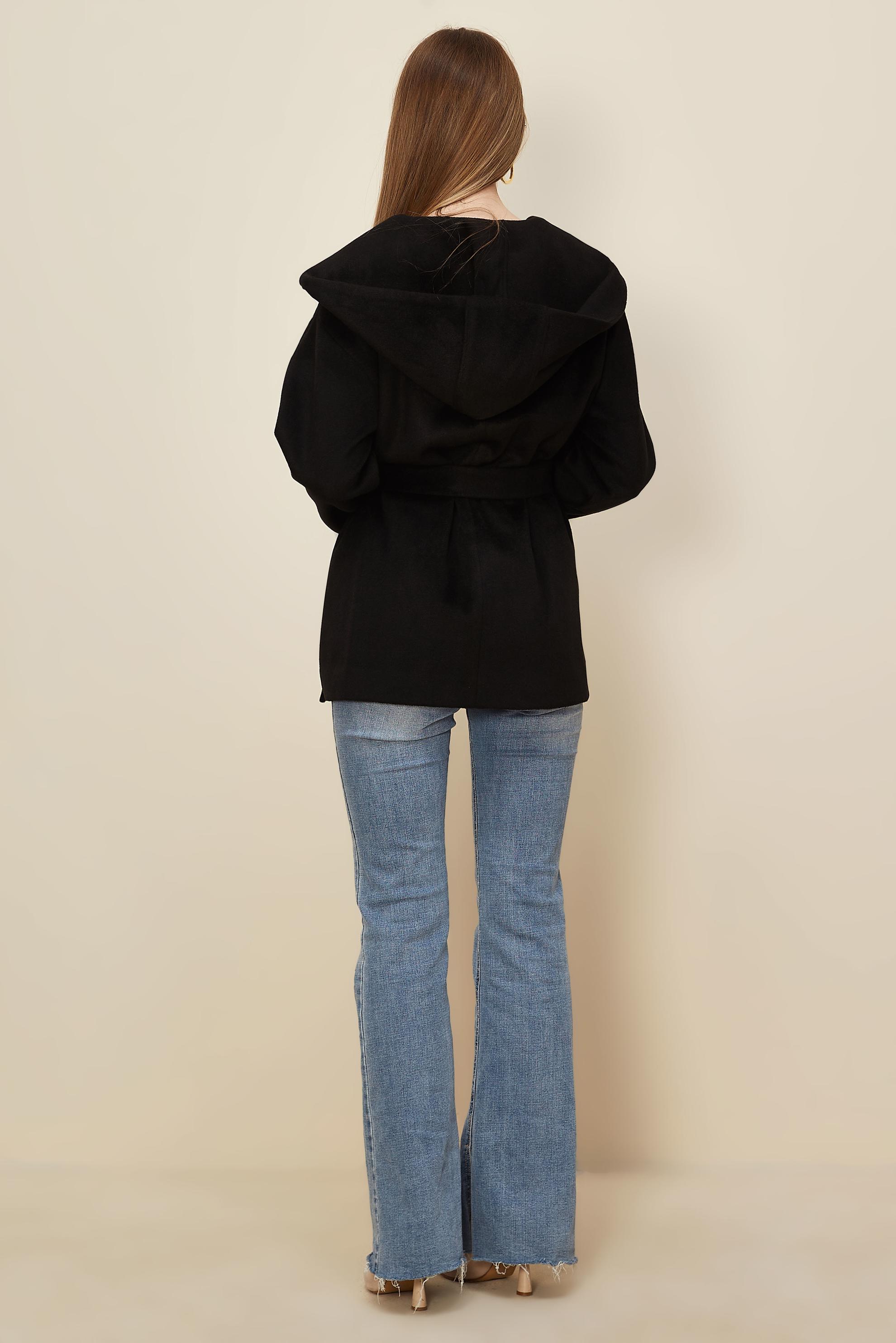 Vêtements hijab NOIR MANTEAU CACHET CEINTURÉ 90609