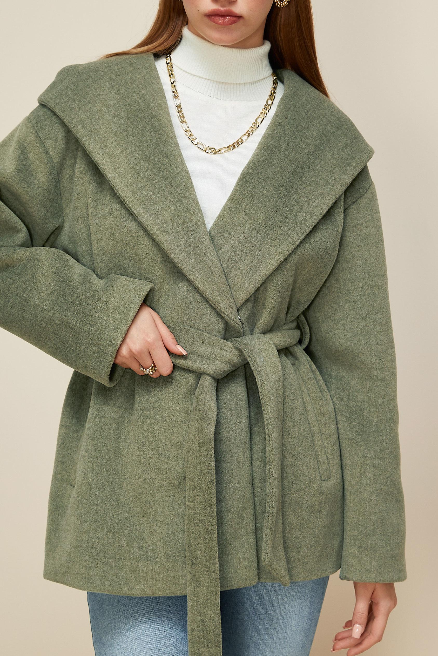 Hijab clothing KHAKI BELTED CACHET COAT 90609