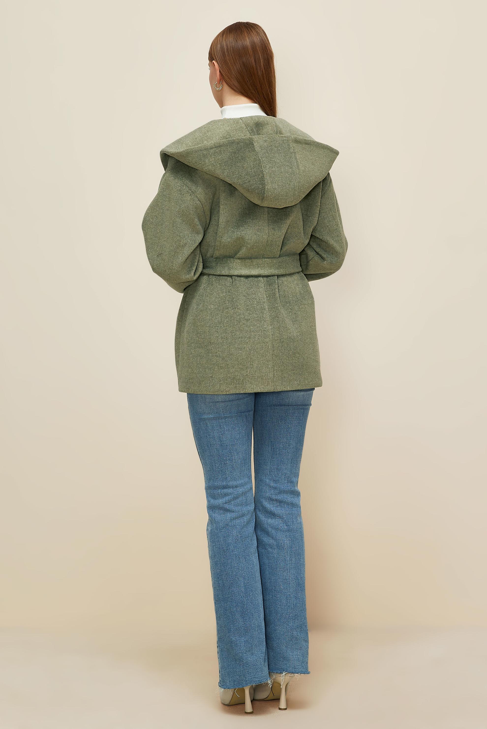 Hijab clothing KHAKI BELTED CACHET COAT 90609