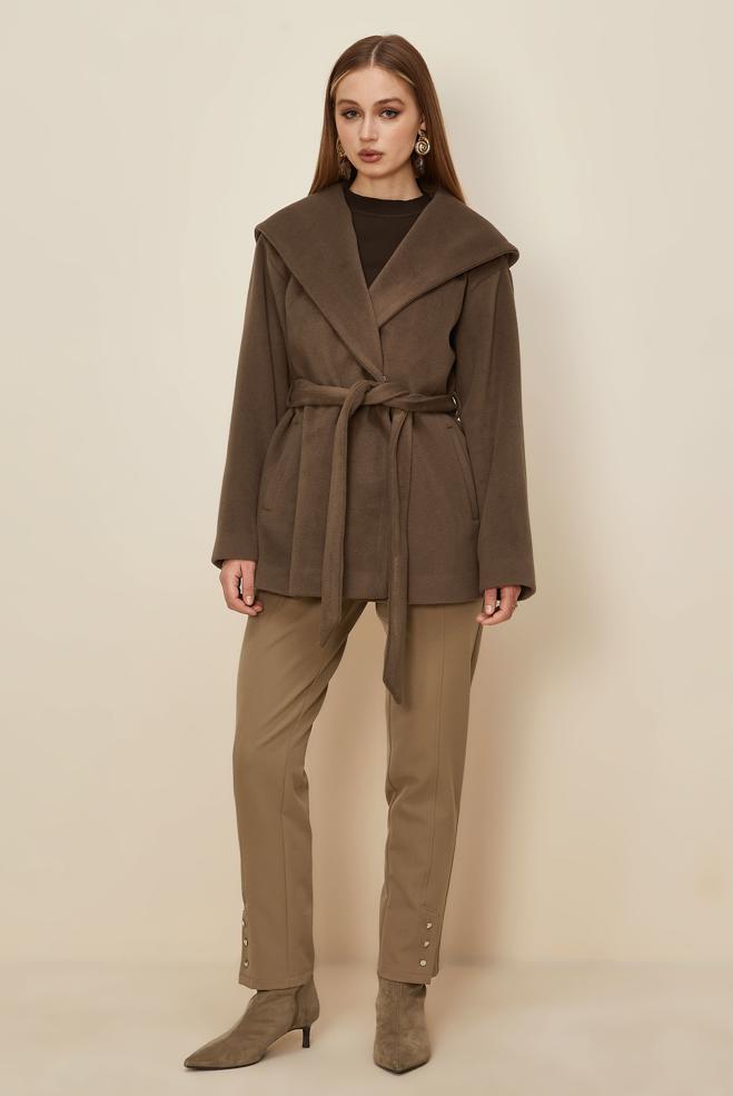 Hijab clothing BROWN BELTED CACHET COAT 90609 - ALVİNA