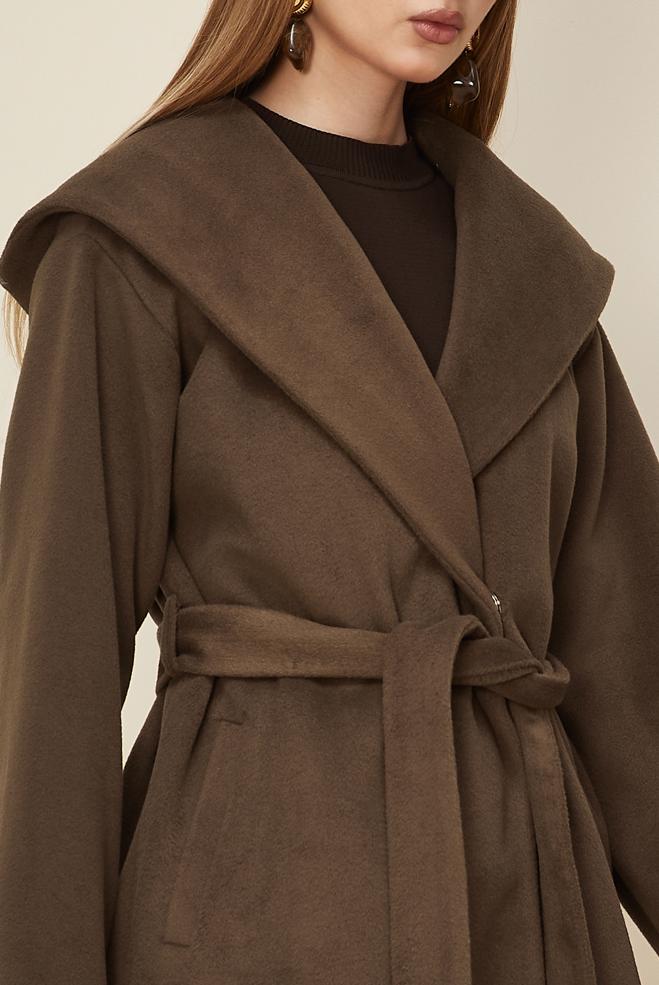Hijab clothing BROWN BELTED CACHET COAT 90609 - ALVİNA
