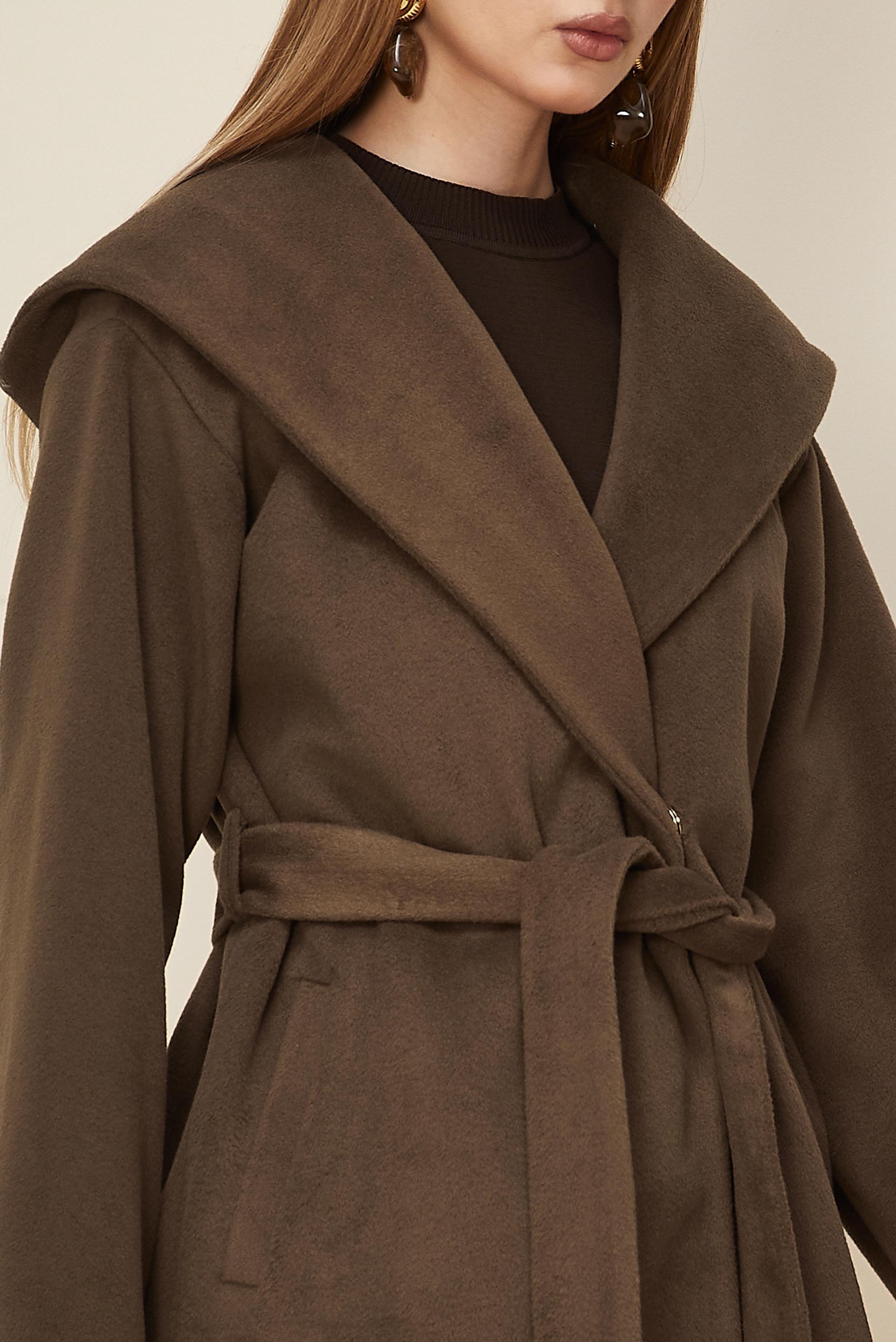 Hijab clothing BROWN BELTED CACHET COAT 90609