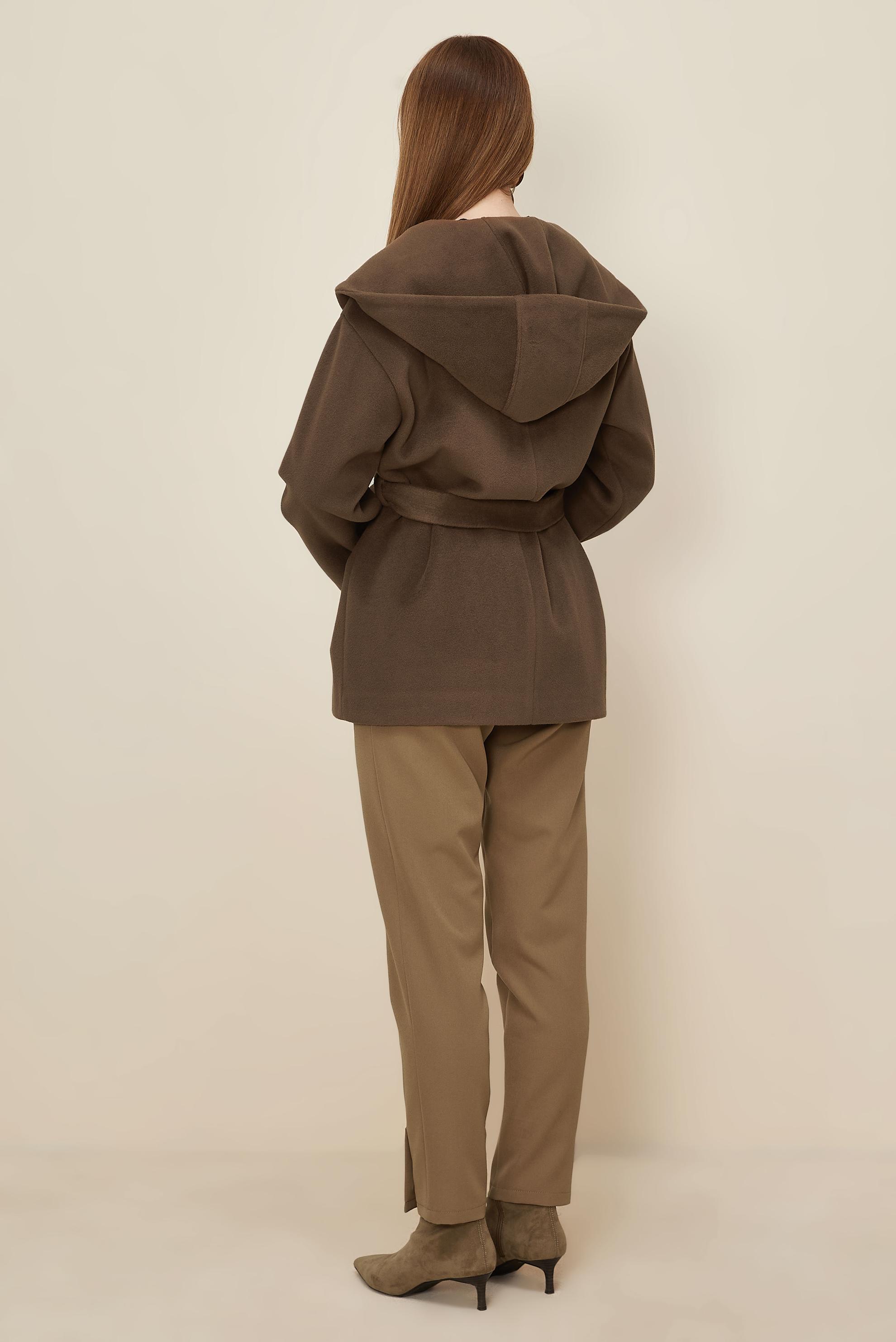 Hijab clothing BROWN BELTED CACHET COAT 90609