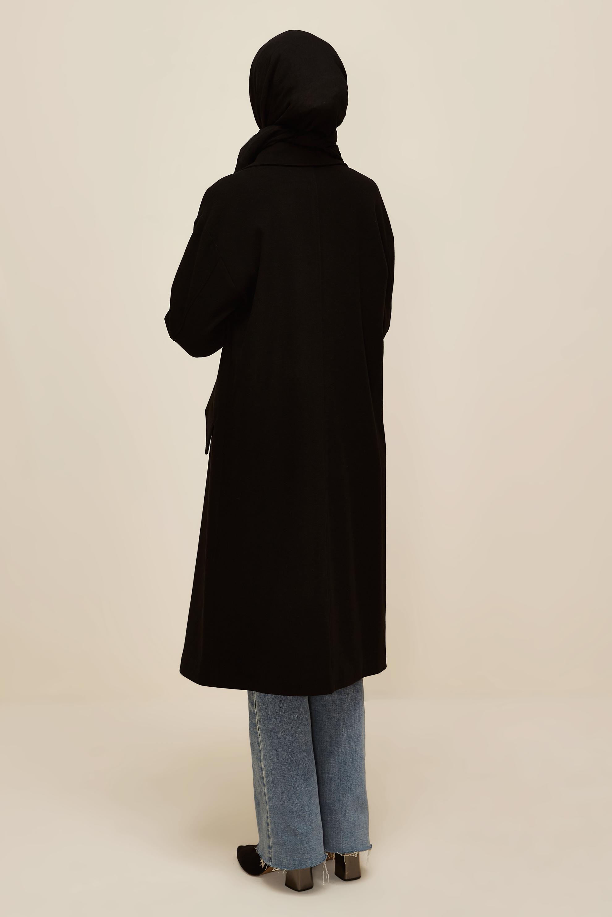 Vêtements hijab NOIR MANTEAU CACHET 90610